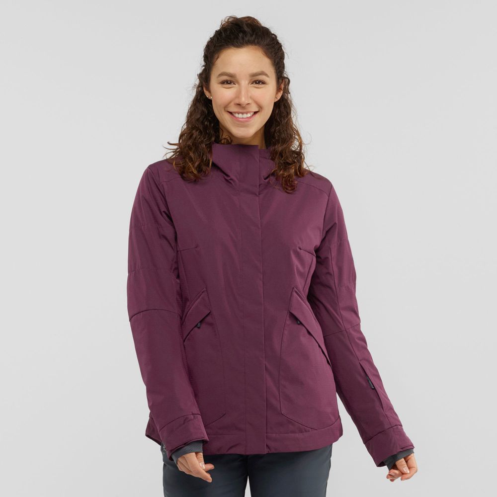 SALOMON SNOW REBEL Philippines - Women's Ski Jackets - Burgundy | 137849-VGM